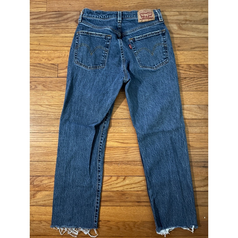 New Levi's 501 Cropped Raw Hem Ankle 100% Cotton Straight Denim Jeans Women 26